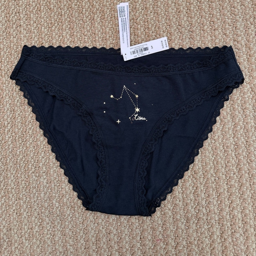 NWT Victoria secret Black Lace Trim Panties